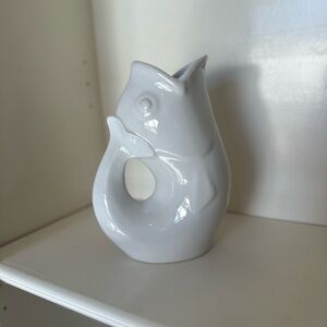 White GurglePot Fish-Shaped Ceramic Pitcher